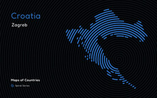 Creative map of Croatia. Political map. Zagreb. Capital. World Countries vector maps series. Spiral fingerprint series	
