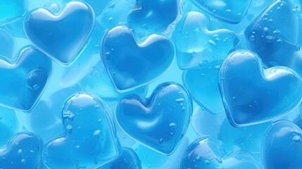 a bunch of blue hearts that are in the water together. generative ai