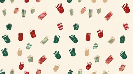 Sticker -  a pattern of many different colored gloves on a white background.  generative ai