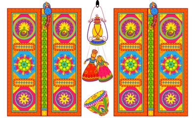 Wall Mural - Culture of Rajasthan in Indian art style. Vector File.