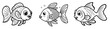 Cute fish, simple thick lines kids and preschool children cartoon coloring book pages. Generative AI