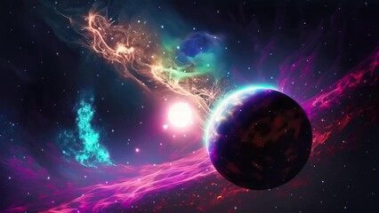 Wall Mural - galaxy and nebula with planets. abstract space background. endless universe with stars and galaxies 