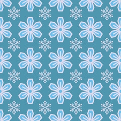 Wall Mural - Seamless pattern with snowflakes on a blue background.