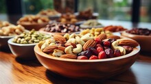 A Close-up Of A Bowl Of Mixed Nuts And Seeds.