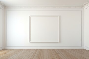 empty interior room with white image frame. may be used for your text or picture. 