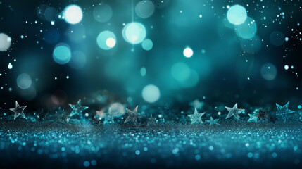  Christmas, advent, celebration, blue stars, different blue turquoise colored background with bokeh, glitter on the bottom