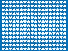 White Hearts Patterns Background With Blue Background.