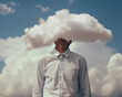 man with his head in the clouds