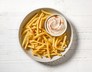 Canvas Print - french fries with mayonnaise dip