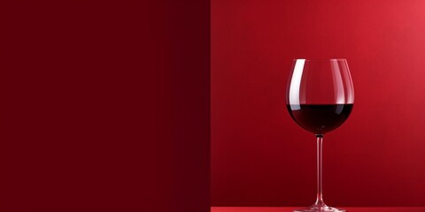 Poster - Glass of red wine on a red background. : Generative AI