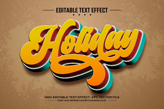 Holiday 3D editable text effect template