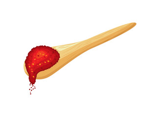 Wall Mural - chili pepper powder in wooden spoon