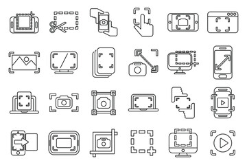 Poster - screenshot icons set outline vector. take app. button phone