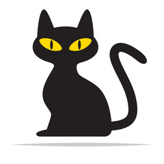 Poster - Spooky black cat vector isolated illustration