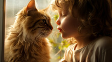 A Beautiful Emotional Connection Between A Child And A Pet Cat