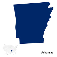 Canvas Print - Map of Arkansas. Arkansas map. USA map