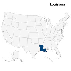 Poster - Map of Louisiana. Louisiana map. USA map