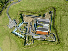 Aerial View Of Dublin Magazine Fort In Phoenix Park In Ireland With Moat Cloudy Blue Sky