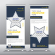 star design roll up banner template, vertical baner with star shape, black and yellow standy, stand banner template, 
