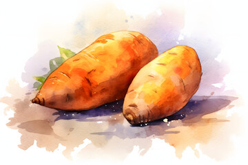 Canvas Print - Sweet Potato Watercolor Art Style