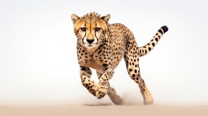 Wall Mural - A graceful cheetah sprinting across the grasslands on a white background