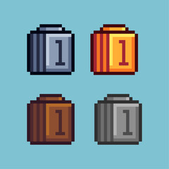 Poster - Pixel art sets of gold calendar o ne with variation color item asset. Simple bits of one calendar on pixelated style. 8bits perfect for game asset or design asset element for your game design asset