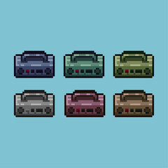 Fototapete - pixel art sets of radio with variation color item asset. simple bits of electric radio on pixelated 