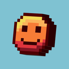 Poster - Isometric Pixel art 3d of emoticon face for items asset. Emoticon face on pixelated style.8bits perfect for game asset or design asset element for your game design asset.