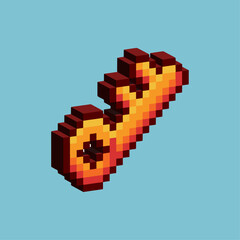 Poster - Isometric Pixel art 3d of gold key for items asset. Golden key on pixelated style.8bits perfect for game asset or design asset element for your game design asset.