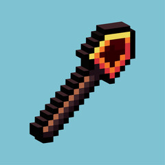 Poster - Isometric Pixel art 3d of gold shovel for items asset. Golden shovel on pixelated style.8bits perfect for game asset or design asset element for your game design asset.