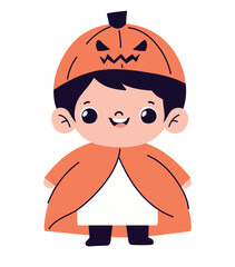 Sticker - halloween boy dressed as a pumpkin