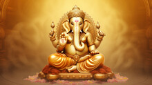 Illustration Of Golden Lord Ganesha So Beautiful And Perfection