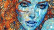 Abstract portrait of a girl in the mosaic style. Fantasy concept , Illustration painting.