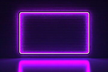 Poster - Futuristic glowing interior design. Infinite illusions. Abstract neon lights frame in dark room. Electric elegance. Black and bright decor