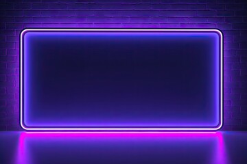 Poster - Futuristic glowing interior design. Infinite illusions. Abstract neon lights frame in dark room. Electric elegance. Black and bright decor
