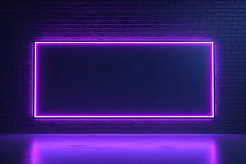 Poster - Futuristic glowing interior design. Infinite illusions. Abstract neon lights frame in dark room. Electric elegance. Black and bright decor