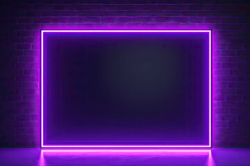 Poster - Futuristic glowing interior design. Infinite illusions. Abstract neon lights frame in dark room. Electric elegance. Black and bright decor