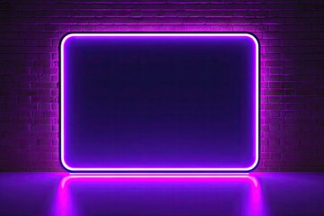 Poster - Futuristic glowing interior design. Infinite illusions. Abstract neon lights frame in dark room. Electric elegance. Black and bright decor