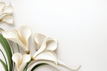 Wall Mural - a 3d wallpaper design with white calla lily flowers on the borders