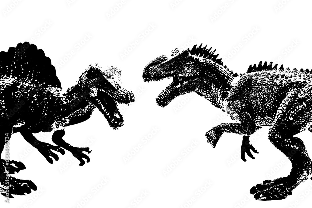 dinosaur silhouette isolated on white background, model of spinosaurus ...