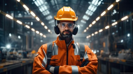 Aufkleber - Industrial engineer with personal protective equipment at industry factory.