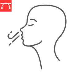 Poster - Breath line icon, meditation and relaxation, deep breathing vector icon, vector graphics, editable stroke outline sign, eps 10.