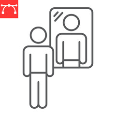 Aufkleber - Introspection line icon, mindfulness and reflection, man standing at mirror vector icon, vector graphics, editable stroke outline sign, eps 10.