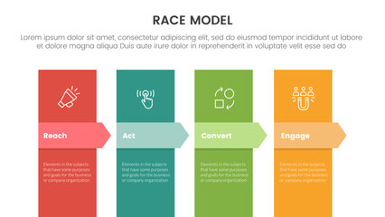 Poster - race business model marketing framework infographic with vertical shape and arrow shape with 4 points slide presentation
