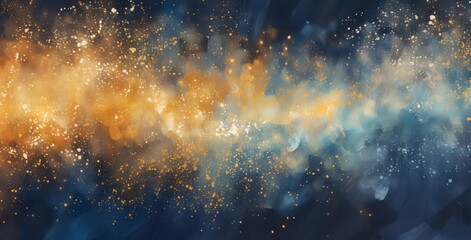 Wall Mural - stellar nebulae displaying radiant hues of blue and gold in a cosmic expanse