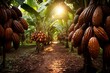 Cocoa plantation in Kolaka regency, SE Sulawesi province, Indonesia. Generative AI