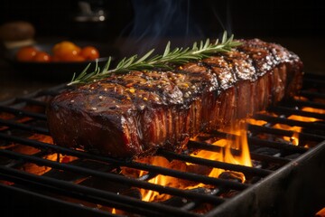 Grilled steak on the grill.