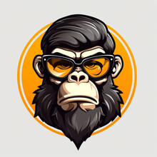 Head Of Funky Monkey Logo Art Illustration
