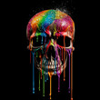 futurystyczna czaszka człowieka w kolorach tęczy