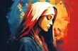 Beautiful Holy Virgin Mary Illustration